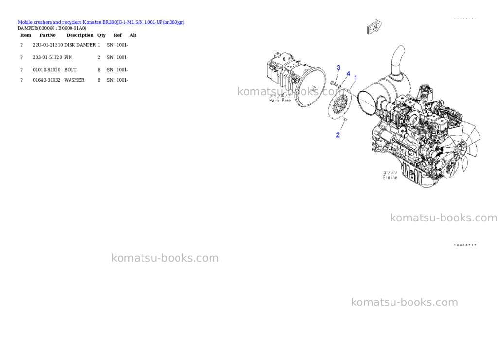 Komatsu br380jg-1-m1 s/n 1001-up Parts catalog cover Page 5 Komatsu br380jg-1-m1 s/n 1001-up Parts catalog cover Page 5