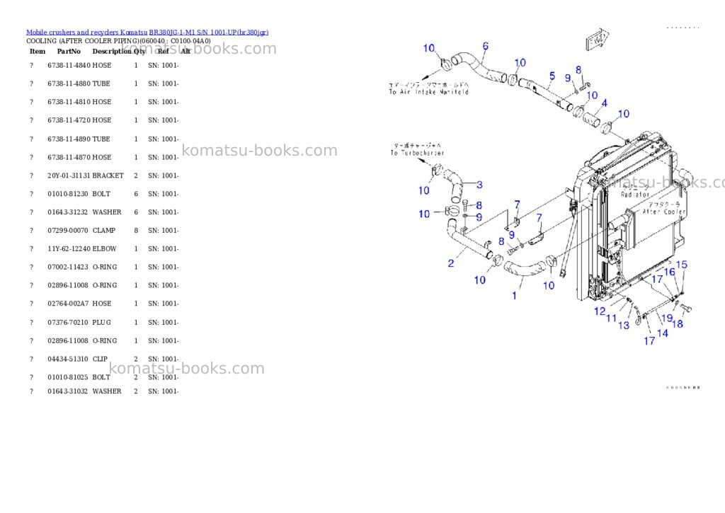 Komatsu br380jg-1-m1 s/n 1001-up Parts catalog cover Page 9 Komatsu br380jg-1-m1 s/n 1001-up Parts catalog cover Page 9