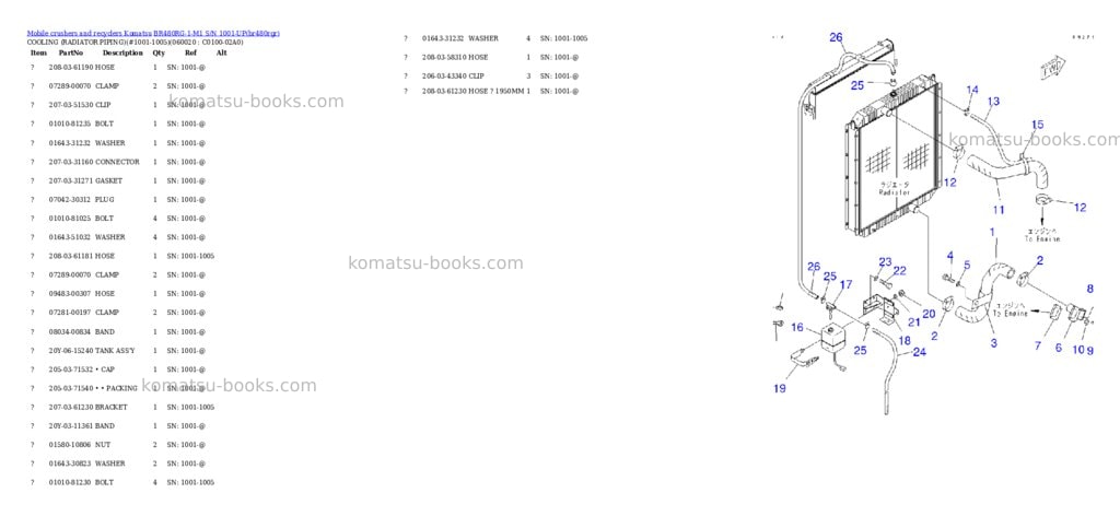 Komatsu br480rg-1-m1 s/n 1001-up Parts catalog cover Page 7 Komatsu br480rg-1-m1 s/n 1001-up Parts catalog cover Page 7