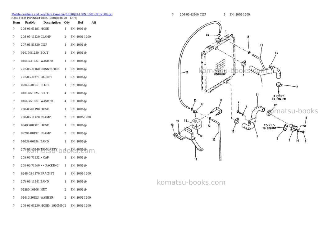 Komatsu br500jg-1 s/n 1002-up Parts catalog cover Page 6 Komatsu br500jg-1 s/n 1002-up Parts catalog cover Page 6