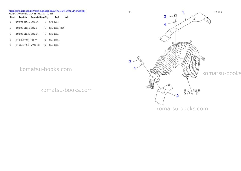 Komatsu br500jg-1 s/n 1002-up Parts catalog cover Page 9 Komatsu br500jg-1 s/n 1002-up Parts catalog cover Page 9