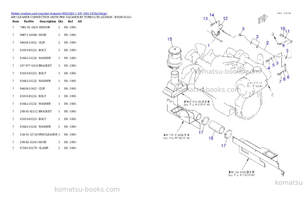 Komatsu br550jg-1 s/n 1001-up Parts catalog cover Page 2