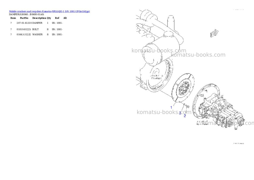 Komatsu br550jg-1 s/n 1001-up Parts catalog cover Page 5