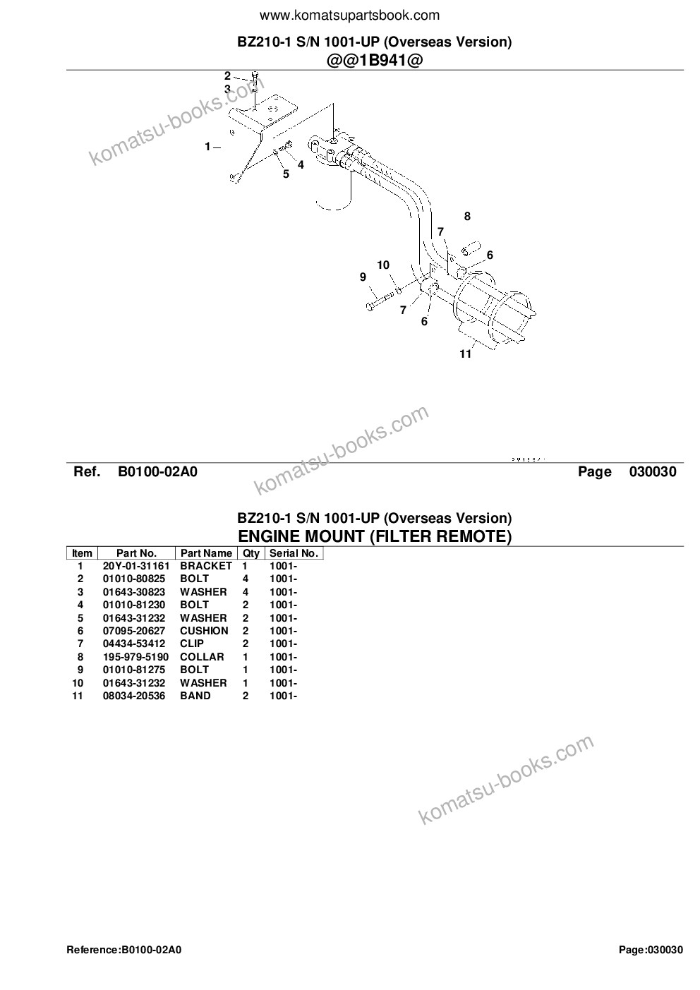 Komatsu BZ210-1 S/N 1001-UP (Overseas Version) Parts catalog cover Page 5 Komatsu BZ210-1 S/N 1001-UP (Overseas Version) Parts catalog cover Page 5