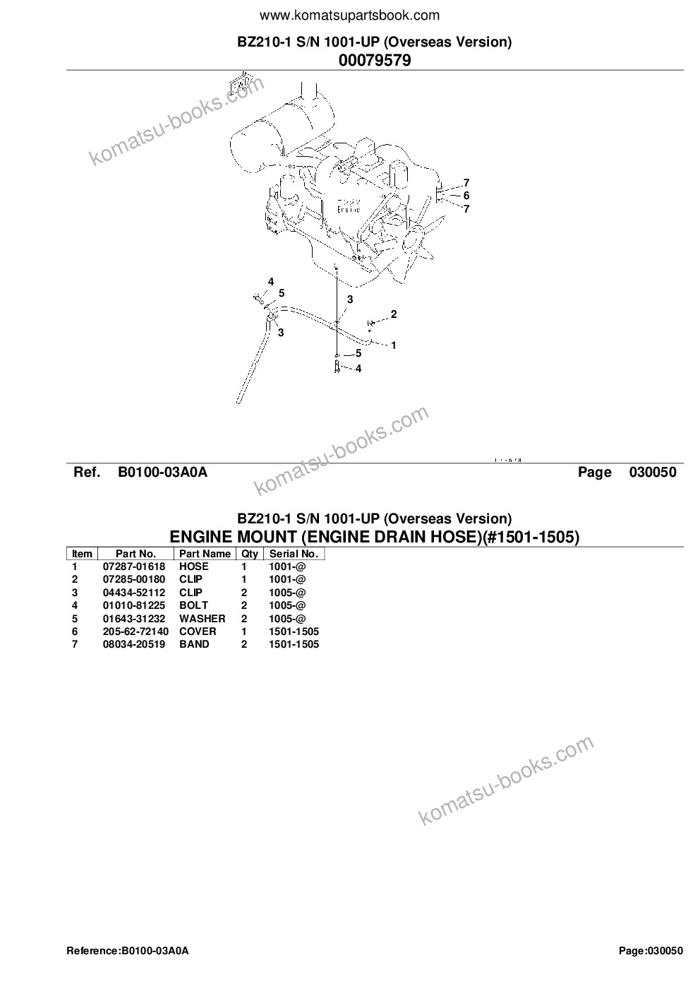 Komatsu BZ210-1 S/N 1001-UP (Overseas Version) Parts catalog cover Page 7 Komatsu BZ210-1 S/N 1001-UP (Overseas Version) Parts catalog cover Page 7