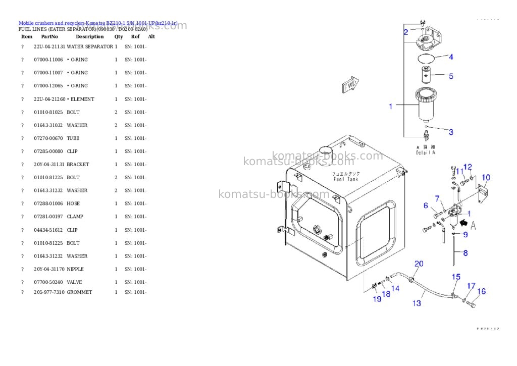 Komatsu bz210-1 s/n 1001-up overseas version Parts catalog cover Page 10 Komatsu bz210-1 s/n 1001-up overseas version Parts catalog cover Page 10