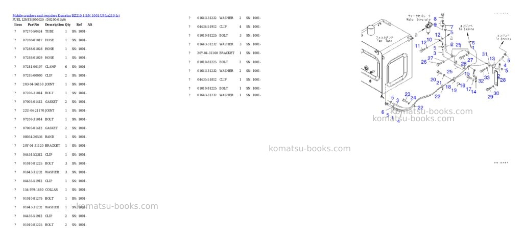 Komatsu bz210-1 s/n 1001-up overseas version Parts catalog cover Page 9 Komatsu bz210-1 s/n 1001-up overseas version Parts catalog cover Page 9