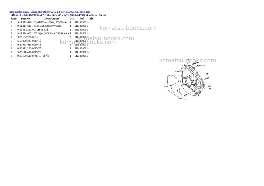 Komatsu c240-1-f s/n 819001-up Parts catalog cover Page 3