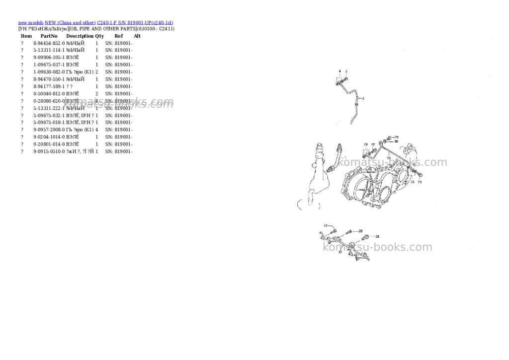 Komatsu c240-1-f s/n 819001-up Parts catalog cover Page 9