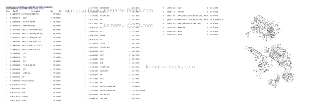 Komatsu C240-1-F S/N 819001-UP Parts catalog cover Komatsu C240-1-F S/N 819001-UP Parts catalog cover