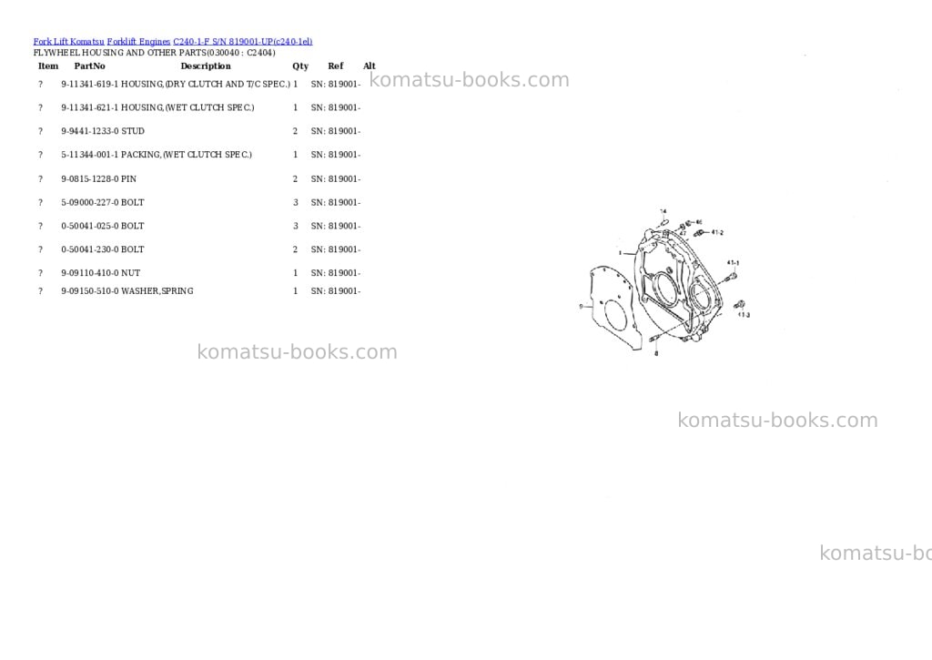 Komatsu C240-1-F S/N 819001-UP Parts catalog cover Page 3 Komatsu C240-1-F S/N 819001-UP Parts catalog cover Page 3