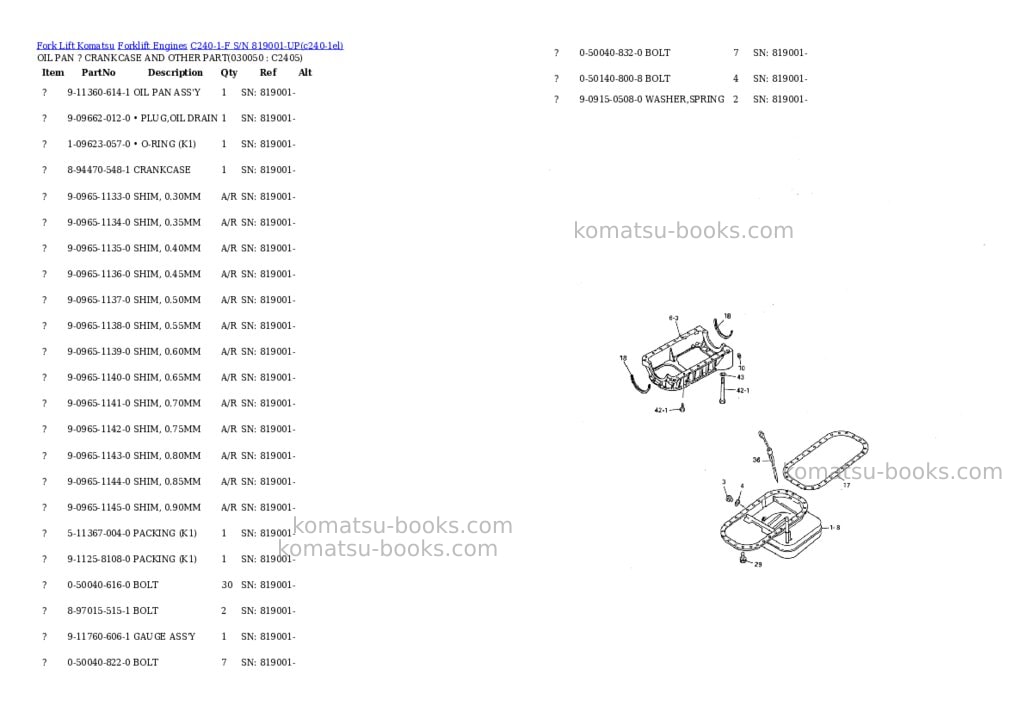 Komatsu C240-1-F S/N 819001-UP Parts catalog cover Page 4 Komatsu C240-1-F S/N 819001-UP Parts catalog cover Page 4