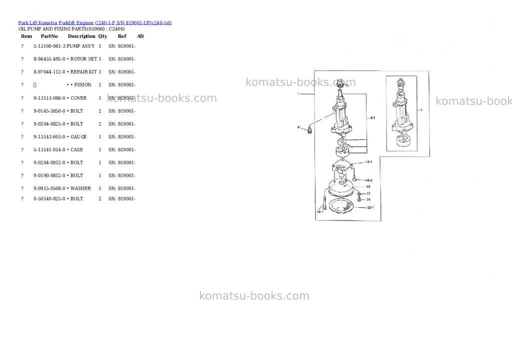 Komatsu C240-1-F S/N 819001-UP Parts catalog cover Page 5 Komatsu C240-1-F S/N 819001-UP Parts catalog cover Page 5