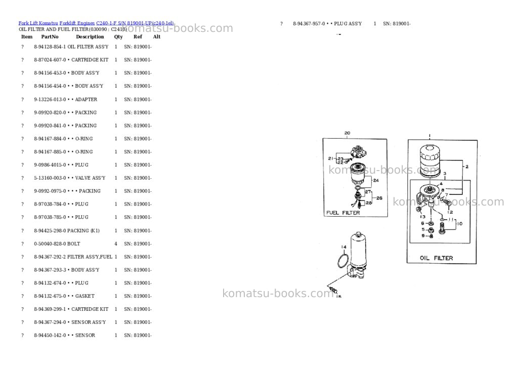 Komatsu C240-1-F S/N 819001-UP Parts catalog cover Page 8 Komatsu C240-1-F S/N 819001-UP Parts catalog cover Page 8
