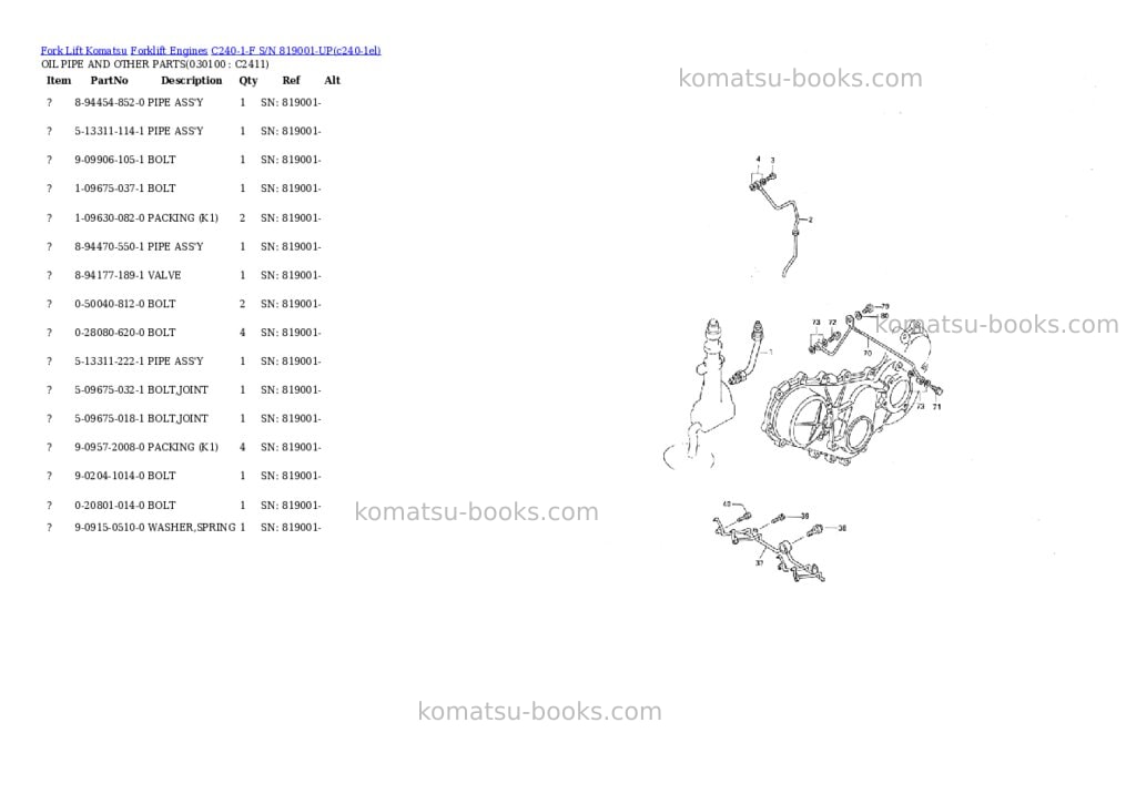Komatsu C240-1-F S/N 819001-UP Parts catalog cover Page 9 Komatsu C240-1-F S/N 819001-UP Parts catalog cover Page 9