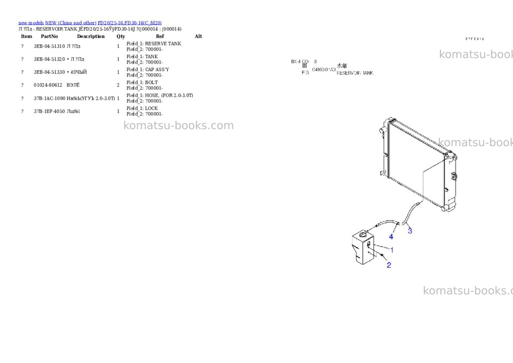 Komatsu FD20/25-16,FD30-16 Parts catalog cover Page 10