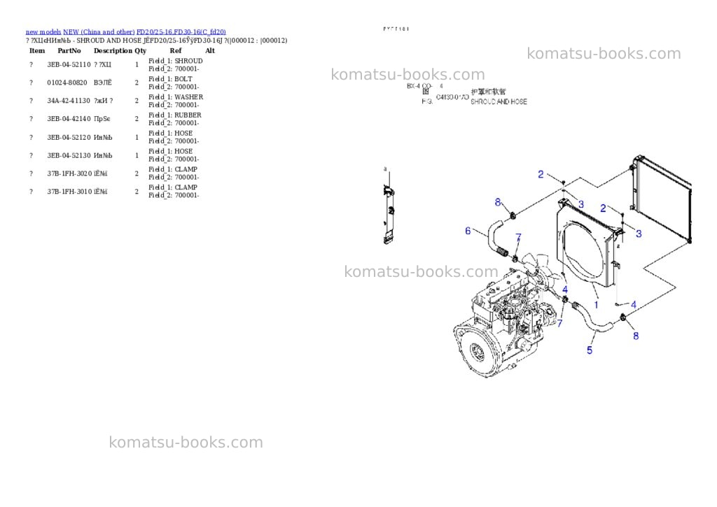 Komatsu FD20/25-16,FD30-16 Parts catalog cover Page 8