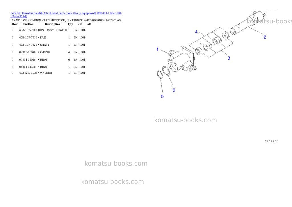 Komatsu cbr303-1 s/n 1001-up Parts catalog cover Page 7