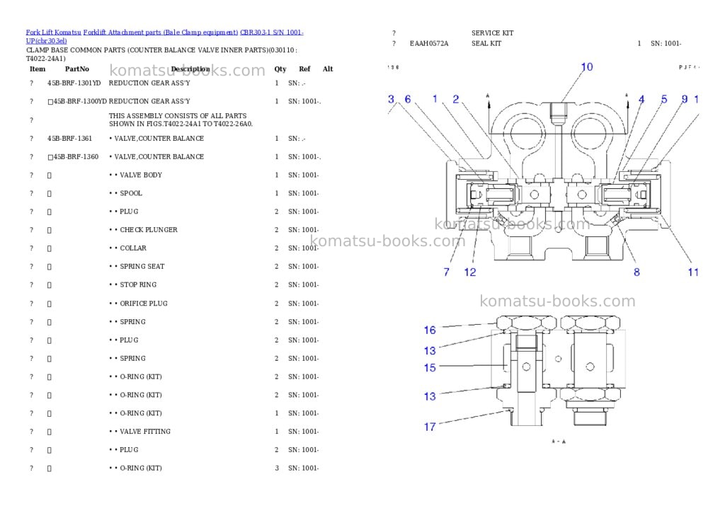 Komatsu cbr303-1 s/n 1001-up Parts catalog cover Page 8