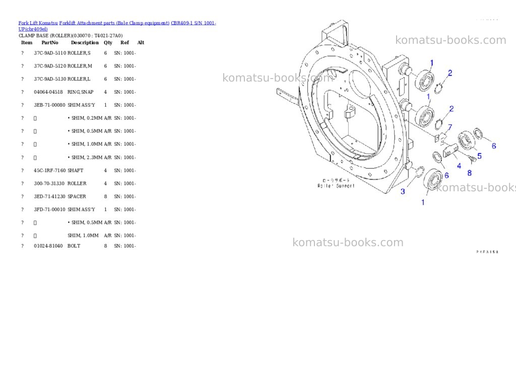 Komatsu cbr409-1 s/n 1001-up Parts catalog cover Page 6 Komatsu cbr409-1 s/n 1001-up Parts catalog cover Page 6