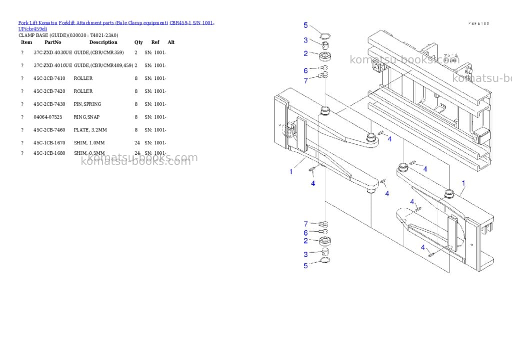 Komatsu cbr459-1 s/n 1001-up Parts catalog cover Page 2