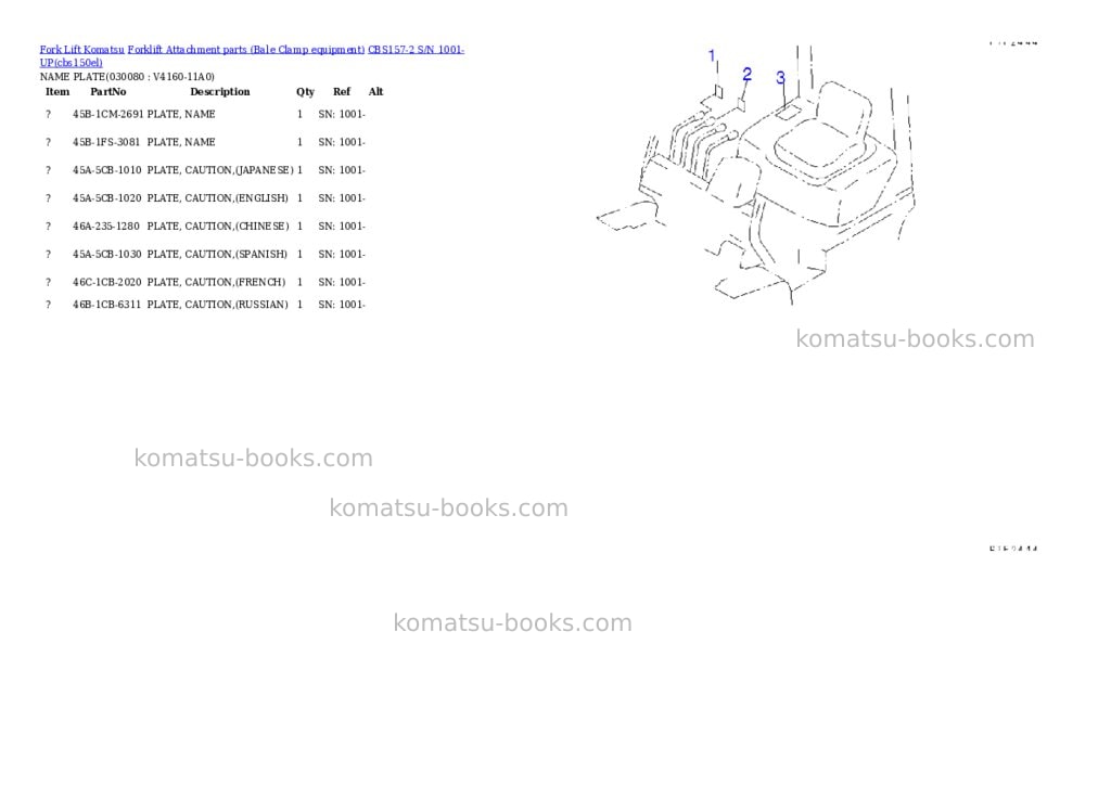 Komatsu cbs157-2 s/n 1001-up Parts catalog cover Page 7 Komatsu cbs157-2 s/n 1001-up Parts catalog cover Page 7