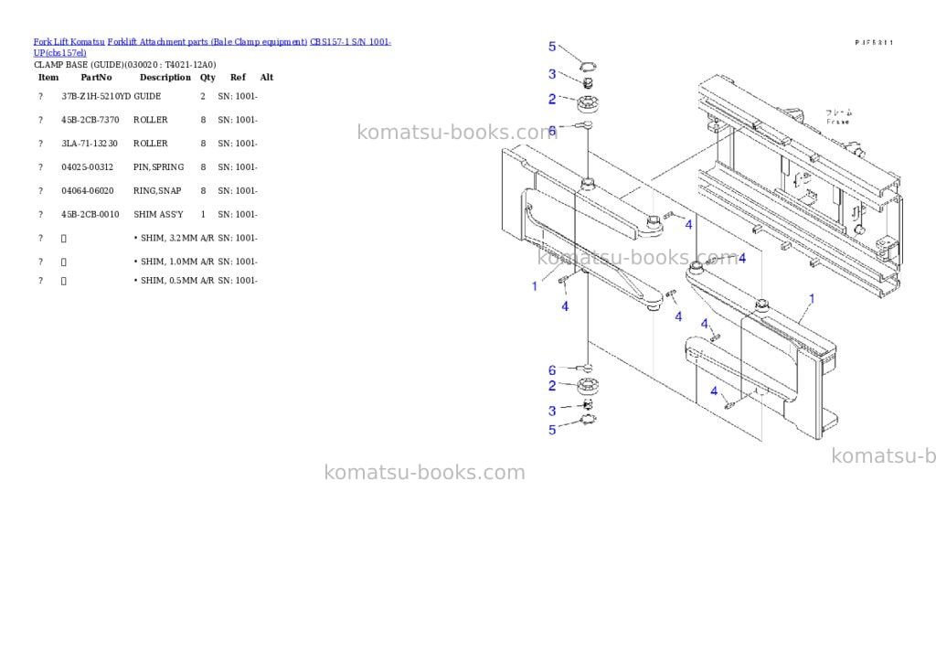 Komatsu cbs157-1 s/n 1001-up Parts catalog cover