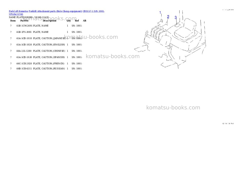 Komatsu cbs157-1 s/n 1001-up Parts catalog cover Page 7
