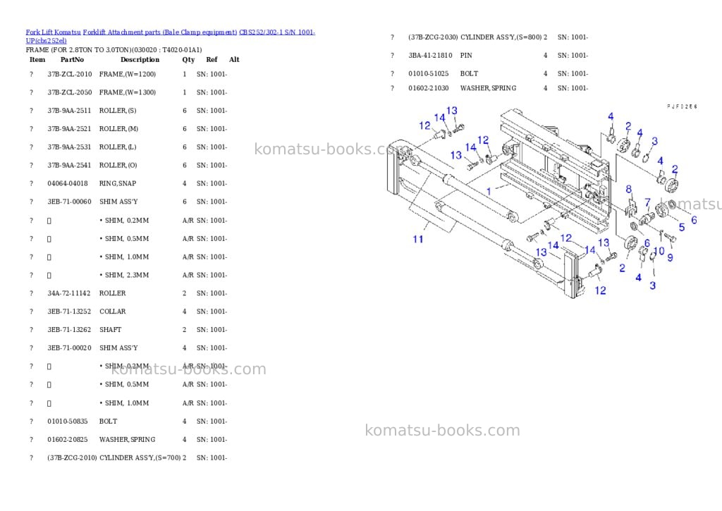 Komatsu cbs252/302-1 s/n 1001-up Parts catalog cover