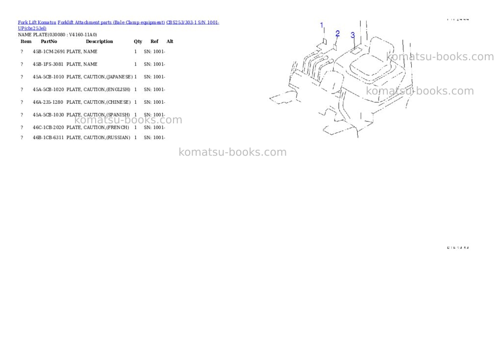 Komatsu cbs253/303-1 s/n 1001-up Parts catalog cover Page 8 Komatsu cbs253/303-1 s/n 1001-up Parts catalog cover Page 8