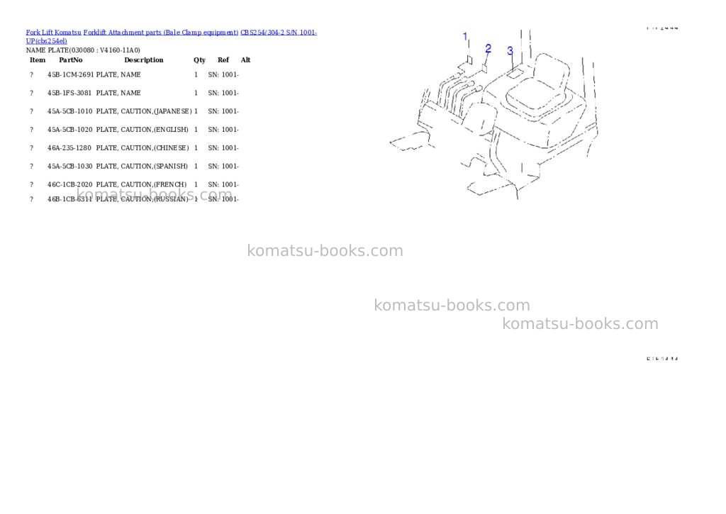 Komatsu cbs254/304-2 s/n 1001-up Parts catalog cover Page 7 Komatsu cbs254/304-2 s/n 1001-up Parts catalog cover Page 7