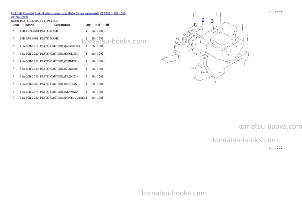 Komatsu cbs359-1 s/n 1001-up Parts catalog cover Page 8 Komatsu cbs359-1 s/n 1001-up Parts catalog cover Page 8