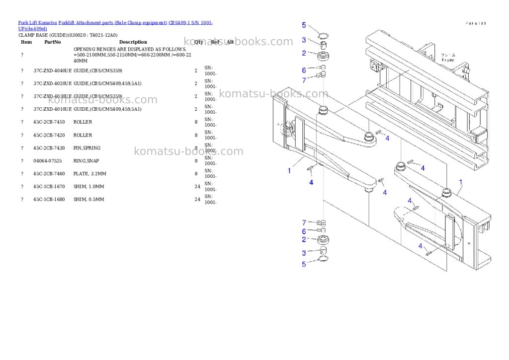 Komatsu cbs409-1 s/n 1001-up Parts catalog cover Komatsu cbs409-1 s/n 1001-up Parts catalog cover