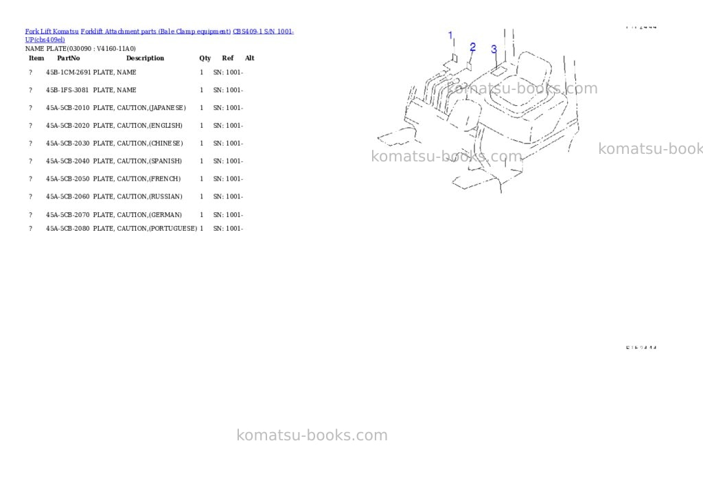 Komatsu cbs409-1 s/n 1001-up Parts catalog cover Page 8 Komatsu cbs409-1 s/n 1001-up Parts catalog cover Page 8