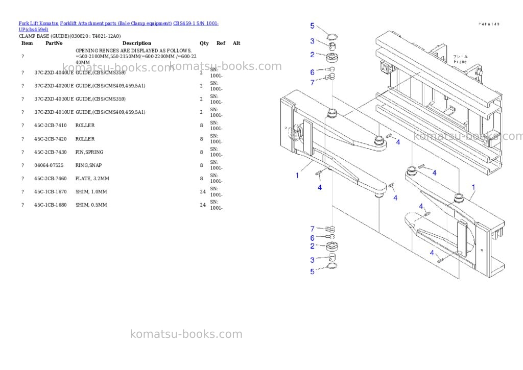 Komatsu cbs459-1 s/n 1001-up Parts catalog cover Komatsu cbs459-1 s/n 1001-up Parts catalog cover