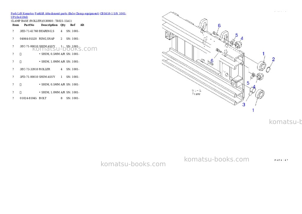 Komatsu cbs459-1 s/n 1001-up Parts catalog cover Page 5 Komatsu cbs459-1 s/n 1001-up Parts catalog cover Page 5