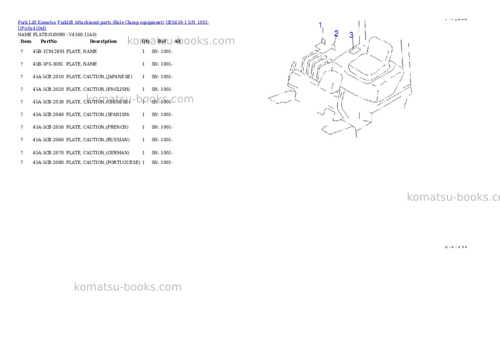Komatsu cbs459-1 s/n 1001-up Parts catalog cover Page 8 Komatsu cbs459-1 s/n 1001-up Parts catalog cover Page 8