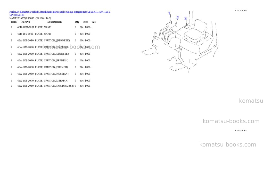 Komatsu cbs5a1-1 s/n 1001-up Parts catalog cover Page 8 Komatsu cbs5a1-1 s/n 1001-up Parts catalog cover Page 8