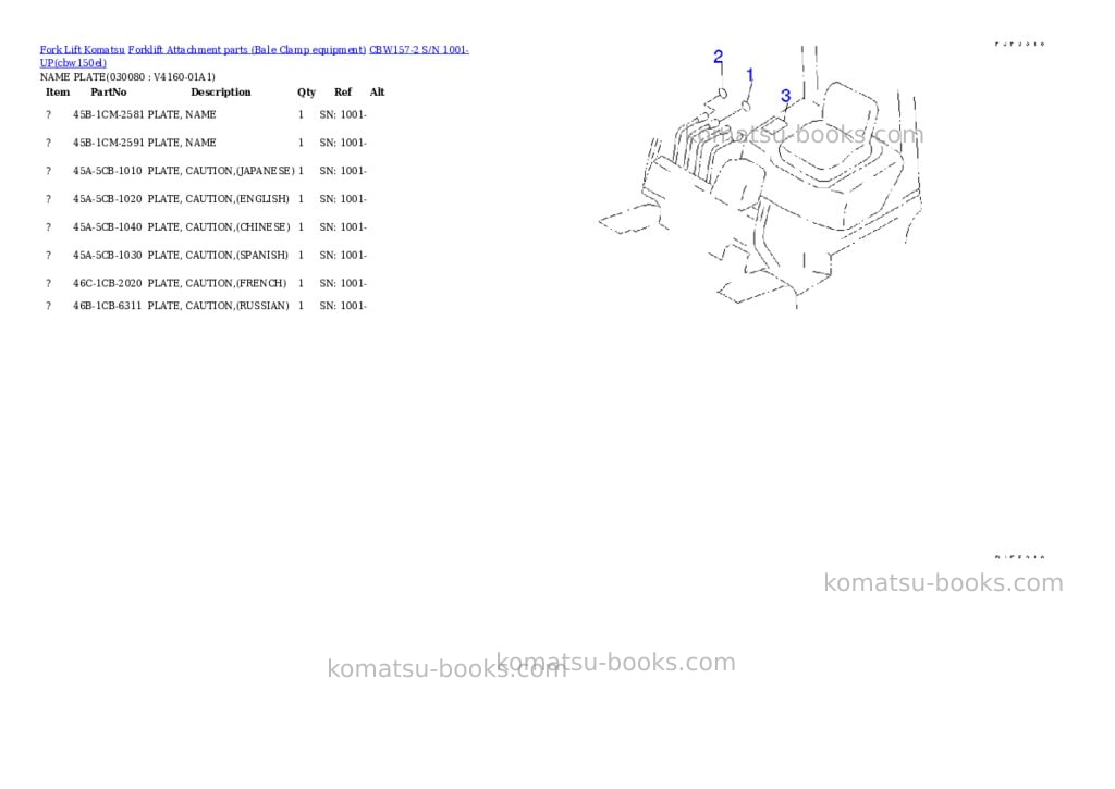 Komatsu cbw157-2 s/n 1001-up Parts catalog cover Page 7 Komatsu cbw157-2 s/n 1001-up Parts catalog cover Page 7