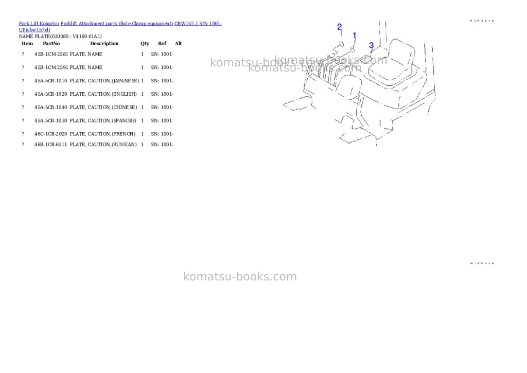 Komatsu cbw157-1 s/n 1001-up Parts catalog cover Page 7
