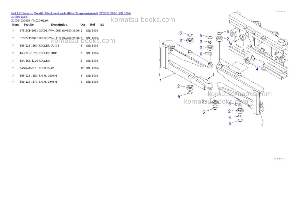 Komatsu cbw252/302-1 s/n 1001-up Parts catalog cover Page 2 Komatsu cbw252/302-1 s/n 1001-up Parts catalog cover Page 2