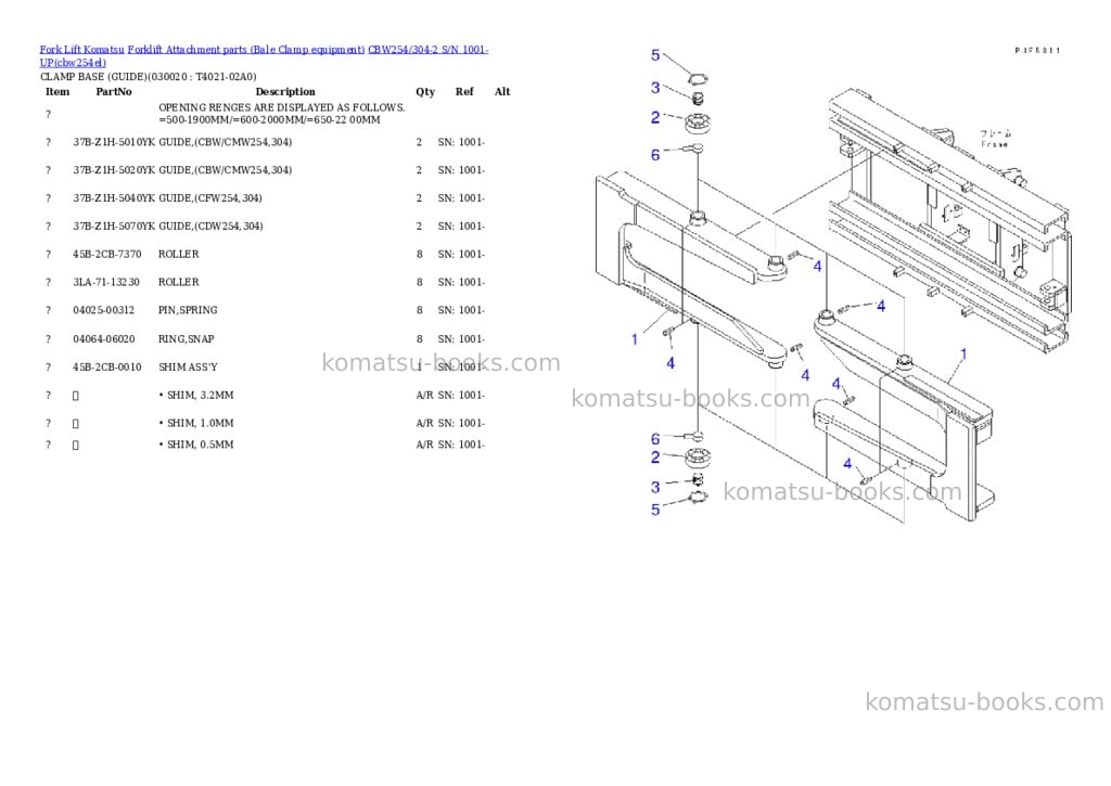Komatsu cbw254/304-2 s/n 1001-up Parts catalog cover
