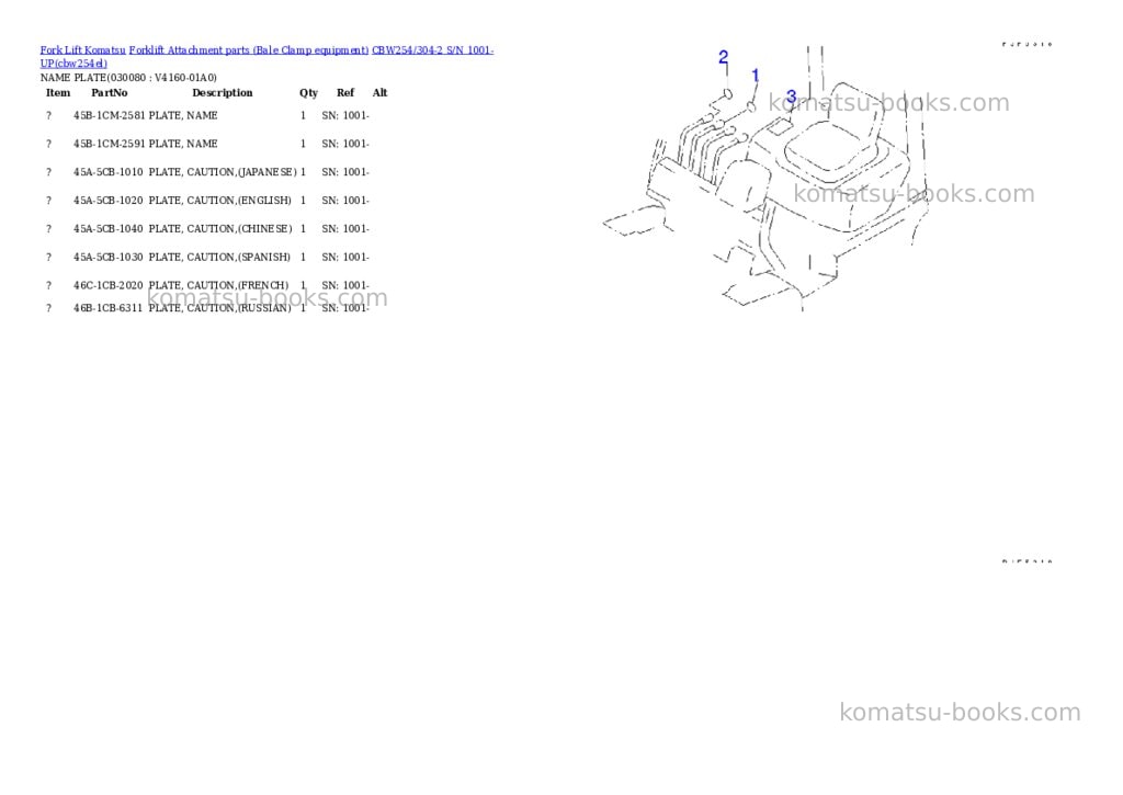 Komatsu cbw254/304-2 s/n 1001-up Parts catalog cover Page 7