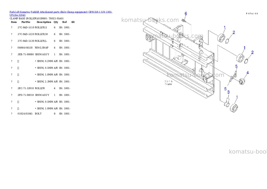 Komatsu cbw359-1 s/n 1001-up Parts catalog cover Page 5 Komatsu cbw359-1 s/n 1001-up Parts catalog cover Page 5