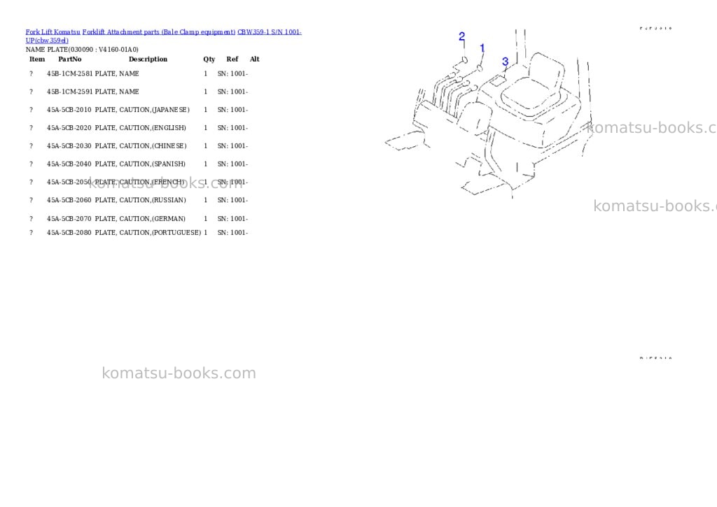 Komatsu cbw359-1 s/n 1001-up Parts catalog cover Page 8 Komatsu cbw359-1 s/n 1001-up Parts catalog cover Page 8