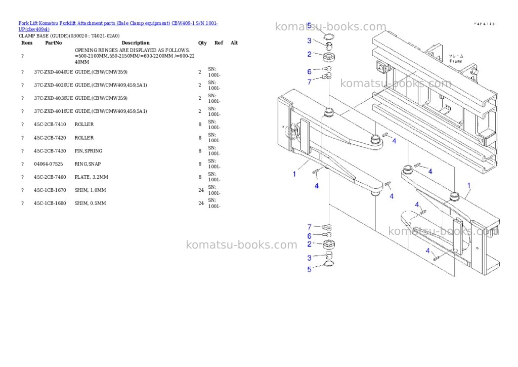 Komatsu cbw409-1 s/n 1001-up Parts catalog cover