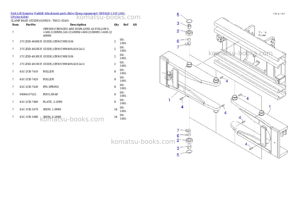 Komatsu cbw459-1 s/n 1001-up Parts catalog cover