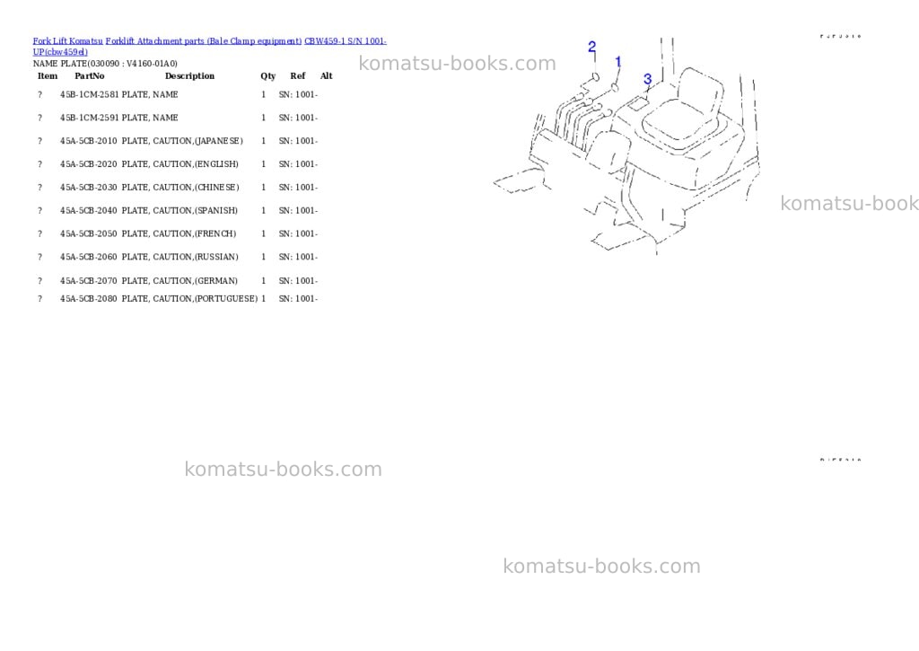 Komatsu cbw459-1 s/n 1001-up Parts catalog cover Page 8