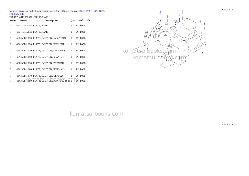 Komatsu cbw5a1-1 s/n 1001-up Parts catalog cover Page 8 Komatsu cbw5a1-1 s/n 1001-up Parts catalog cover Page 8
