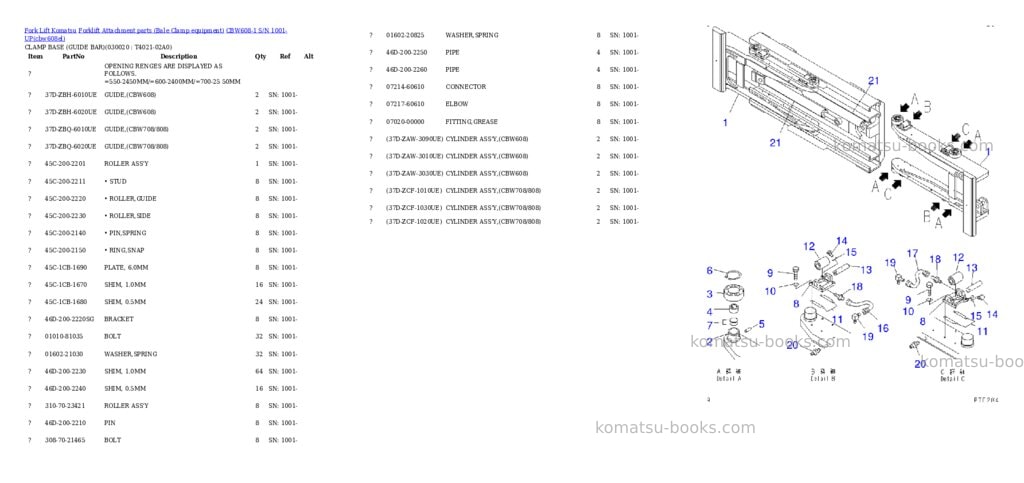 Komatsu cbw608-1 s/n 1001-up Parts catalog cover